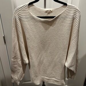 Classic Cream Crew Neck Sweater with Stripes